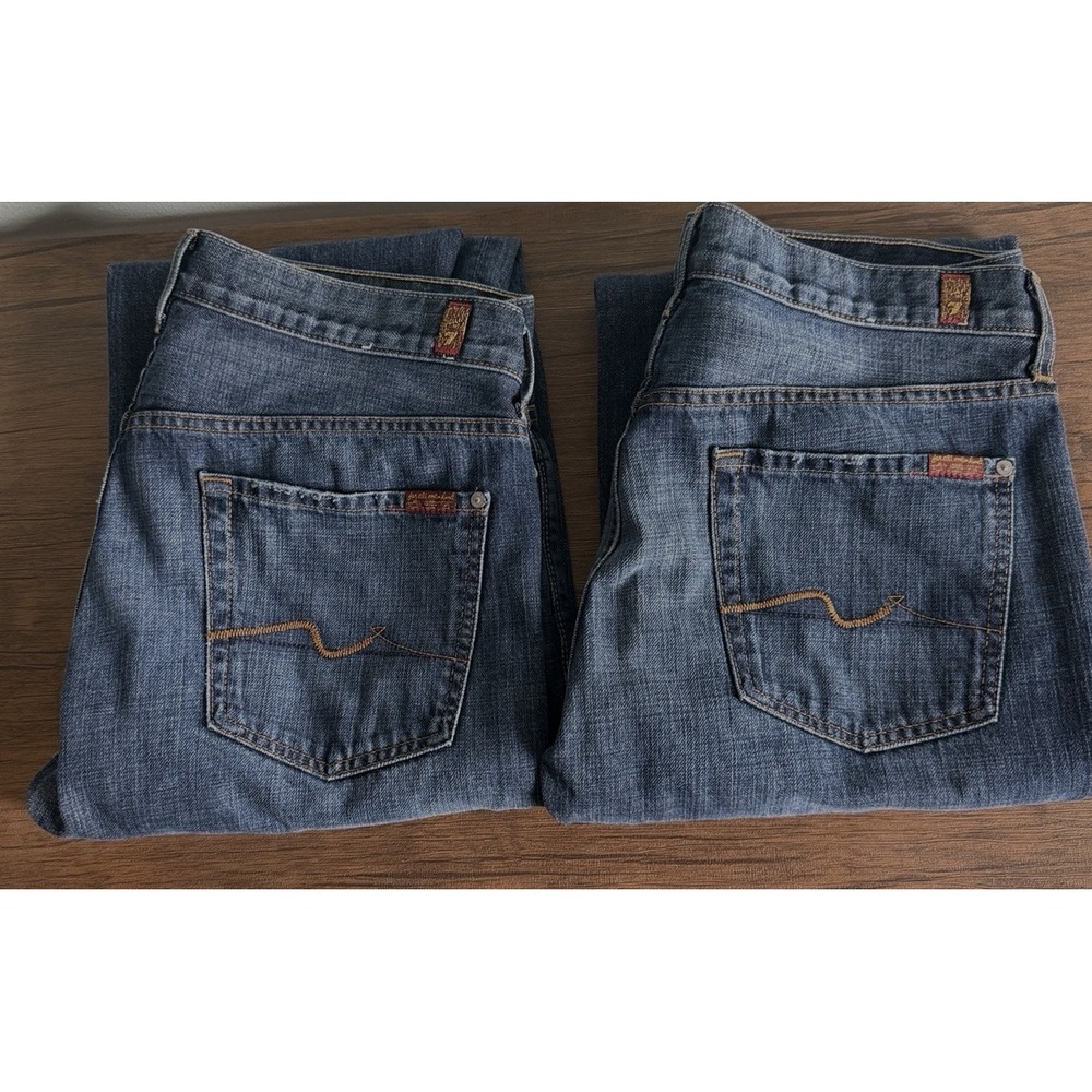 7 For All Mankind Standard Straight Leg Jeans Dark Wash Denim Mens 34x33 qt 2